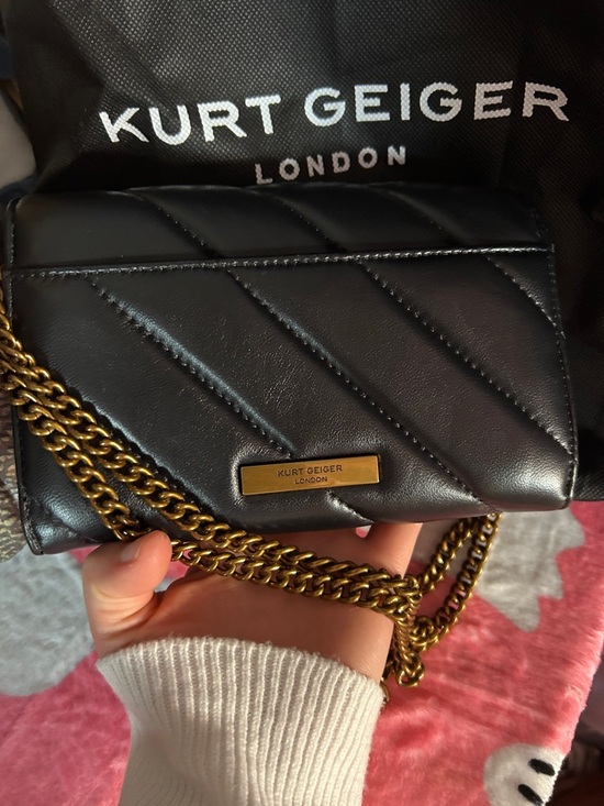 Kurt Geiger Black Soho Leather Wallet on Chain - Picture 5 of 9